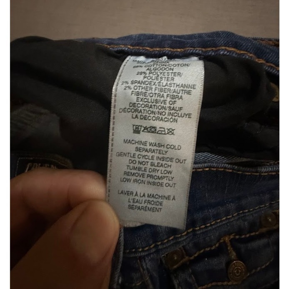 True Religion Ricky Relaxed Straight Denim Shorts Mens Distressed Raw Hem 33X11 - Picture 4 of 9
